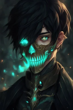 fantasy art, young male, elf, noble, mask, pale skin color