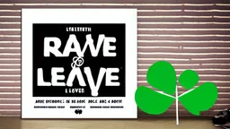 rave poster with Four-leaf clover and laser