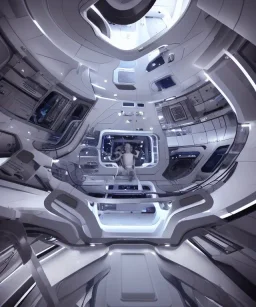 Inside a futuristic space ship