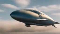 a high definition screen shot of a jet-fighter vw-beetle, blimp retrofuturistic, phototrealism, in flight, one subject,