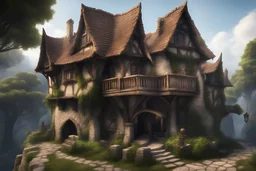 fantasy medieval house with balcony