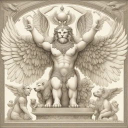 in demonology The appearance of the cherubim continue to be a subject of debate. Mythological hybrids are common in the art of the Ancient Near East. One example is the Babylonian lamassu or shedu, a protective spirit with possessing the wings of an eagle, the body of a lion, and the head of a king.