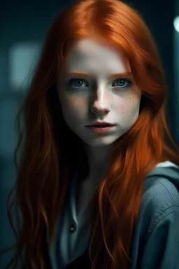 a beautiful, intelligent and redhead young girl. She come from a science-fiction horror novel and is the heroin.