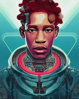 portrait of young thug as a cyborg. intricate abstract. intricate artwork. by tooth wu, wlop, beeple, dan mumford. mulholland drive by david lynch, dune by david lynch, blade runner 2049 by dennis villeneuve, patrick nagel, octane render, trending on artstation, greg rutkowski very coherent symmetrical artwork. cinematic, hyper realism, high detail, octane render, 8 k, iridescent accents
