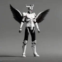 angel, demon, angel demon hybrid, half angel, half demon, black angel wings, white demon wings, black and white, balance, horns, armor, noble clothes, black and white armor, black and white clothes