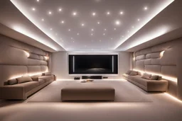 dedicated home cinema room with LED lighting in the walls make sure the room is completely symmetrical