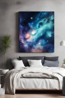 Original Galaxy scenery Art in Water Color Style Canvas, Space landscape Art, Home Decor, Office Decor, Star Ocean Art,