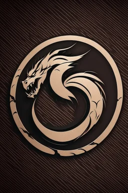 minimalist dragon ink logo, leather background