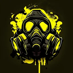 Create an illustrated logo with an underground e sports style gas mask in black and yellow.