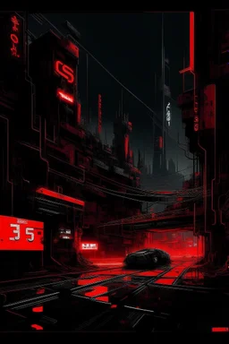 pos-apocalyptic cyberpunk city, a plubicity showing the number 2222, abstract black painting, illuminated red neon, concept art, dark, high contrast, make it as a sticker