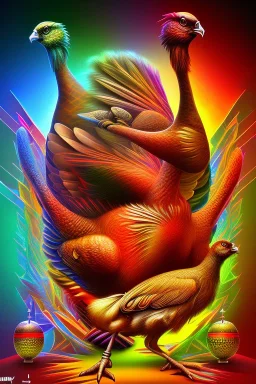 one big colorful turkey in magic world