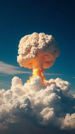 nuclear explosion cloud, the top is crossed with a human brain