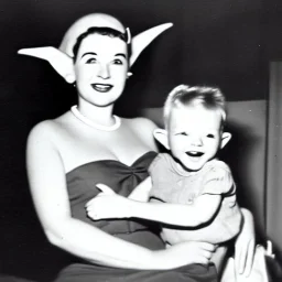 Old 1950s photo of elf with a child