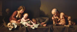 master oil painting by Rembrandt,some are born and some a dying