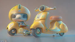 Concept art Small cute toy moto, piaggio vespa, art by freakyfir, hakira toriyama, octane render, hyper detailed, cinematic lighting, digital illustration