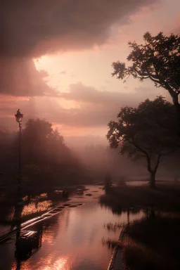 photo of a ultra realistic rain steak of lighting, dramatic light, pale sunrise, cinematic lighting, battered, low angle, trending on artstation, 4k, hyper realistic, focused, extreme details, unreal engine 5, cinematic, masterpiece, art by studio ghibli, intricate artwork by john william turner