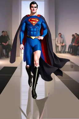 a DC winter fashion runway with modern clothes inspired by Superman Kryptonian style clothes, embroidery elegant fashion beige tones