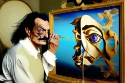 Salvatore Dali is painting a picture of himself