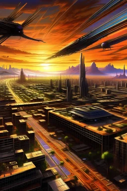 solar punk style image of the city of Phoenix in 2075
