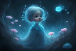 a surreal Bioluminescent, very very very cute Silene in a happy world by Daniel Merriam, Trending on Artstation, oil on Canvas by Elena Zhurikhina and Goro Fujita and Charlie Bowater, octane render, 4k, 8k, HD,abstract dream, space, intricate, grand scale, alone, cinematic film still, insane detail, sharp focus, depth of field, realistic lighting, (realistic perspective), complex, (multiple subjects), 4k HDR
