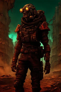 CybPost-Apocalyptic Tribal Wasteland , neo cyberpunk people, deep colors, , The atmosphere dystopian, mechy, ruins, sharp focus, intricate details, weird, cinematic