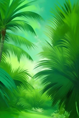 painting of a palm tree, tropical, green background