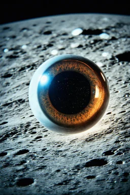 glassy eye like a ball, on the moon, old kodachrome, scratches, bokeh
