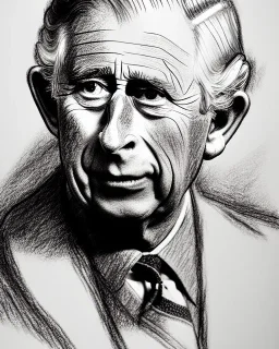 Prince Charles as Santa Claus pencil and charcoal sketch