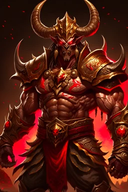 egendary, hyper-detailed concept art of Shao Kahn from Mortal Kombat by Yi Insang. The art should be in a cgsociety or sots art style and should show Shao Kahn in all his glory. He should be firing fire from his hand, and the art should be incredibly detailed, capturing every muscle and wrinkle on his body. The art should be a masterpiece of creativity and skill.