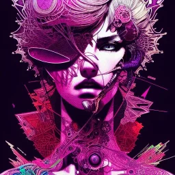 beautiful punk girl, hyper detailed, intricately detailed, illustration by <kilian eng> <Yoji Shinkawa>, purple tones,