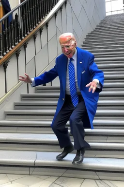 Joe Biden dressed as a wizard falling down steps