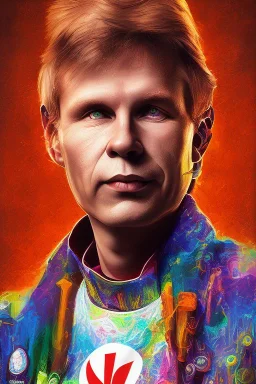 Portrait of Matti Nykänen. colorful.