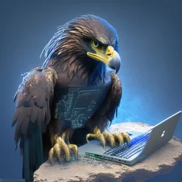 hacker eagle using a computer