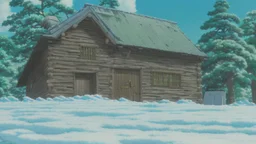 Masterpiece, Clear sky, 1cabin, woods, maunten, snowy,