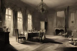 scene inside the room of delightful mansion during 18 century