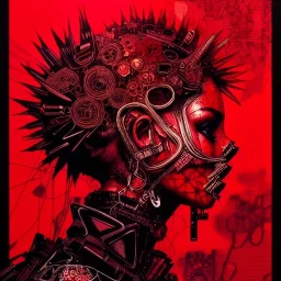 beautiful punk girl, hyper detailed, intricately detailed, illustration by <kilian eng> <Yoji Shinkawa>, darkred tones,