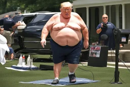 donald trump morbid obese and sweating without a shirt