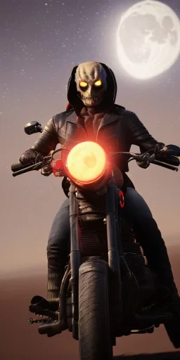 Ghost rider in hell with the moon in the background