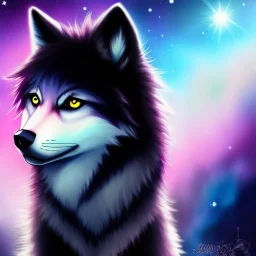 cool wolf with human hair, friendly, emo, deviantart, sparkledog, anime