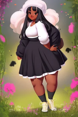 black cute chubby teen girl art fullbody