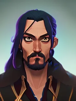 Portrait of a 30 year old strange gay wizard like Jack Sparrow