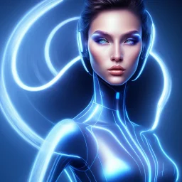 cyberblue, head, woman, portrai, tron