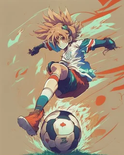 Anime design playing soccer