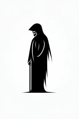 Extremely simple logo representing the shadow of the grim reaper. Black on white background