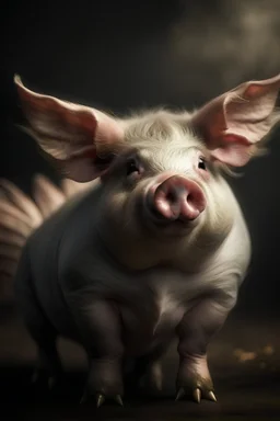 Portrait of pig with wings