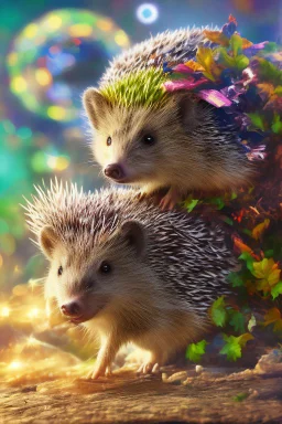 Close-up animation of a partying wild hedgehog island with them running around crazy and wild