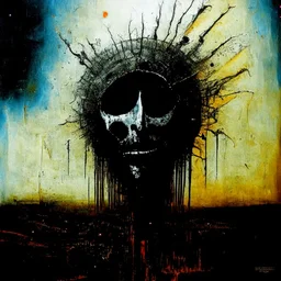 Surreal "SLAYER" heavy metal cover ink painting, Dead Skin Mask - Dance with the dead in my dreams Listen to their hallowed screams, by Arturo Souto and VS Gaitonde and Zdzislaw Beksinski, unsettling, expressionistic, macabre