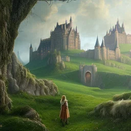 Chronicles of Narnia, Aslan the lion on a hill with castle in background, 8k resolution, high-quality, fine-detail, intricate, digital art, detailed matte, volumetric lighting, illustration, 3D octane render, brian froud, howard lyon, selina french, anna dittmann, annie stokes, lisa parker, greg rutowski,