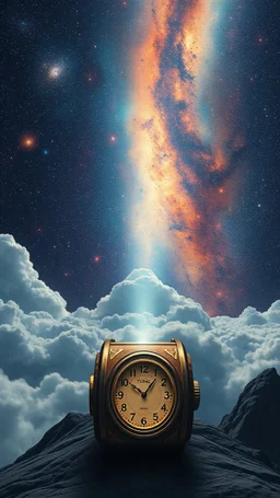 Back in time through a Time Machine in the parallel universe among the galaxies and the stars a big clouds of gas covering the sky from a distance