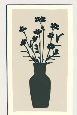 Simple minimalist Block print of flowers in a vase